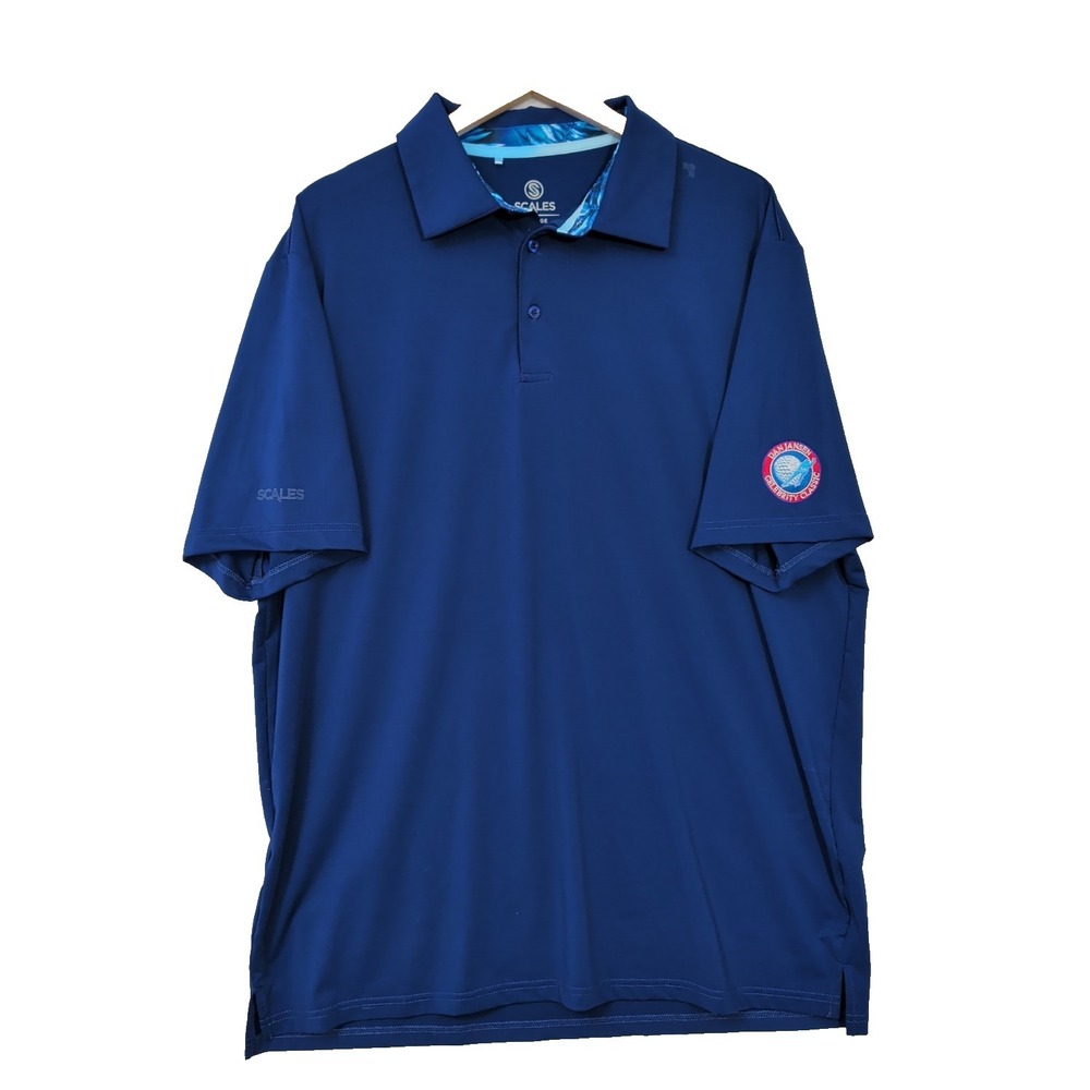 Scales Golf Polo Shirt‎ Mens XL Blue Performance Lightweight Stretch Casual